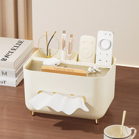 GREENSIDE Table basse de salon moderne de luxe avec boîte de rangement pour télécommande et mouchoirs, multifonction, en plastique injecté
