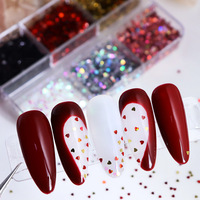 6 Grille/boîte Ultra-mince Brillant Coeur Paillettes Nail Design Amour Coeur Forme Sequin Nail Art Accessoires