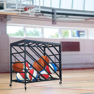 JH-Mech 맞춤형 실내 농구공 랙 후크 포함 접이식 잠금 가능 1mm 두께 야외 스포츠 금속 공 보관 카트 - Product Image 4