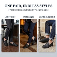Chaussures en cuir pour hommes, en cuir d'agneau véritable noir, élégantes, durables, pour le bureau et les occasions décontractées, vente en gros avec logo personnalisé