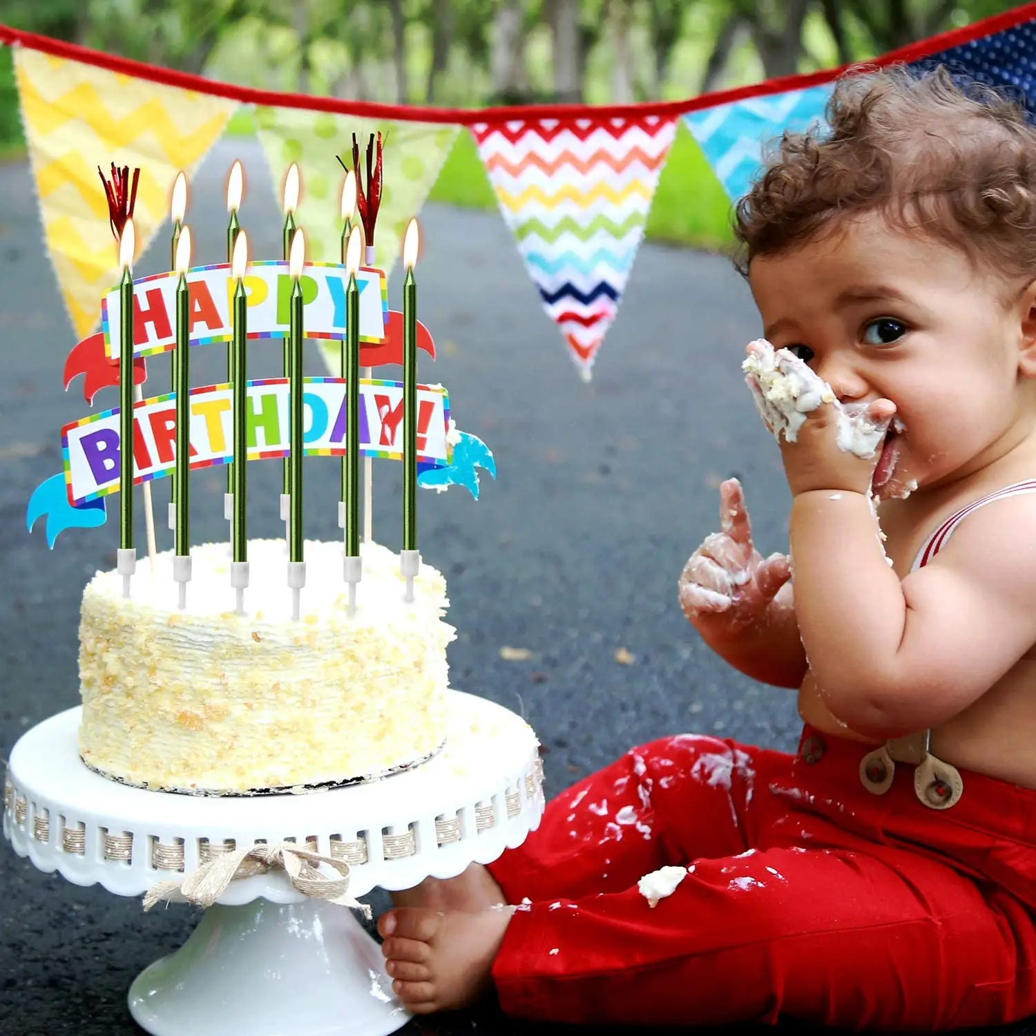 Velas de pastel de cumpleaños, decoración para fiesta, larga duración