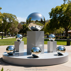 Nhìn toàn cầu gương bóng bạc Thép không gỉ đánh bóng phản chiếu mịn nghệ thuật Deco kim loại thủ công mỹ nghệ vườn hình cầu - Product Image 1