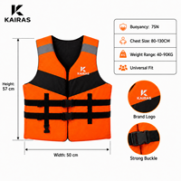 Gilet de flottabilité pour adulte 75N pour jet ski, kayak, navigation, pêche, sports nautiques, gilet de sécurité réfléchissant réglable