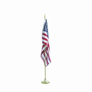 Double Sided Polyester Telescopic indoor meeting silk flag Flagpole Base Indoor Landing Table Conference Office Flag