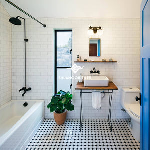 Popüler Siyah Beyaz Gri Mozaik Porselen Banyo Zemin Duvar Karosu - Product Image 3