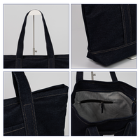 Sac fourre-tout en jean épais bordeaux avec surpiqûres contrastées, grande capacité, sac de shopping, étiquette tissée personnalisée pour sorties décontractées vintage