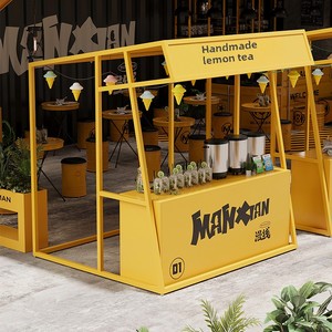 Design moderne Fer Art Extérieur Étal de Nourriture Chariot Commercial Rue <span class=keywords><strong>Mobile</strong></span> Marché de Nuit Étagère Présentoir Comptoirs de Réception - Product Image 2