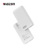 Bloc chargeur universel WISESIR 65W GaN PD 3.0, adaptateur de charge rapide pour ordinateur portable avec ports USB-C et USB-A, protection OTP/OVP