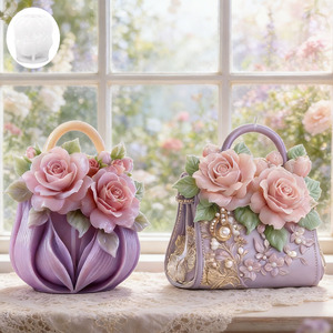 Molde de Silicona 3D con Forma de Bolso de Mano con Diseño de Peoní<span class=keywords><strong>a</strong></span> para Resina Epoxi, Decoración de Pasteles, <span class=keywords><strong>Fondant</strong></span>, Adornos para Cupcakes y Manualidades con Arcilla Polimérica - Product Image 5