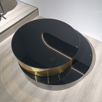 Vente en gros de meubles de salon ensemble de table basse ronde pivotante moderne en verre