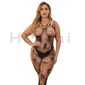 Seksi iç çamaşırı sıcak kadın çorap açık Crotch seksi kostümleri hortum Bodysuit tam vücut file çoraplar Fishnet vücut çorapları