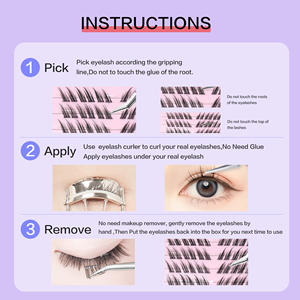 رموش صناعية مخصصة بدون غراء ذاتية اللصق نباتية على شكل مجموعات - Product Image 6