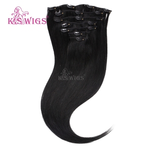 Extensions de cheveux naturels chinois Remy 100 % en gros, à clipser, cuticules alignées, double épaisseur, doux, sans perte, couleur foncée, lisses naturels. - Product Image 1