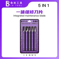 LB Tool 5 en 1 Kit de réparation de téléphone portable résistant à la chaleur 300 °C Poignée intégrée CPU IC Glue Removal Prying Hard Drive PCB Tool