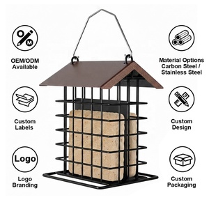 Mangeoire suspendue en métal pour l'extérieur, pour gâteaux <span class=keywords><strong>de</strong></span> graines, boules <span class=keywords><strong>de</strong></span> graisse et suets, pour oiseaux sauvages et écureuils, modèle Factory Garden - Product Image 4