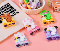Accesorios de resina mixta con figuras de oso, conejo, gato, perro, rana, estilo Kawaii, de base plana, para slime, decoración de fundas de teléfono, horquillas y manualidades de Navidad