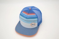 Casquette Trucker 5 Panneaux Personnalisée à Rayures par Sublimation, Casquette en Maille à Visière Plate, Casquette Snapback Sportive d'Été avec Patch Brodé