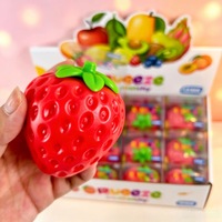 Jouet Squishy Créatif Anti-Stress, Jouet Sensoriel en Blocs de Construction, Jouet à Presser Fraise au Son Croustillant et Craquant