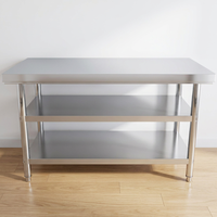 Table de travail commerciale en acier inoxydable à 3 niveaux, table de préparation de cuisine, plan de travail en acier inoxydable à 3 couches pour restaurant, hôtel, restauration