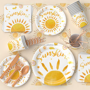 Fournitures de fête à thème soleil bohème OEM <span class=keywords><strong>Vaisselle</strong></span> <span class=keywords><strong>jetable</strong></span> de dessin animé Set de décoration de bureau pour anniversaire bébé baptême Autres - Product Image 1