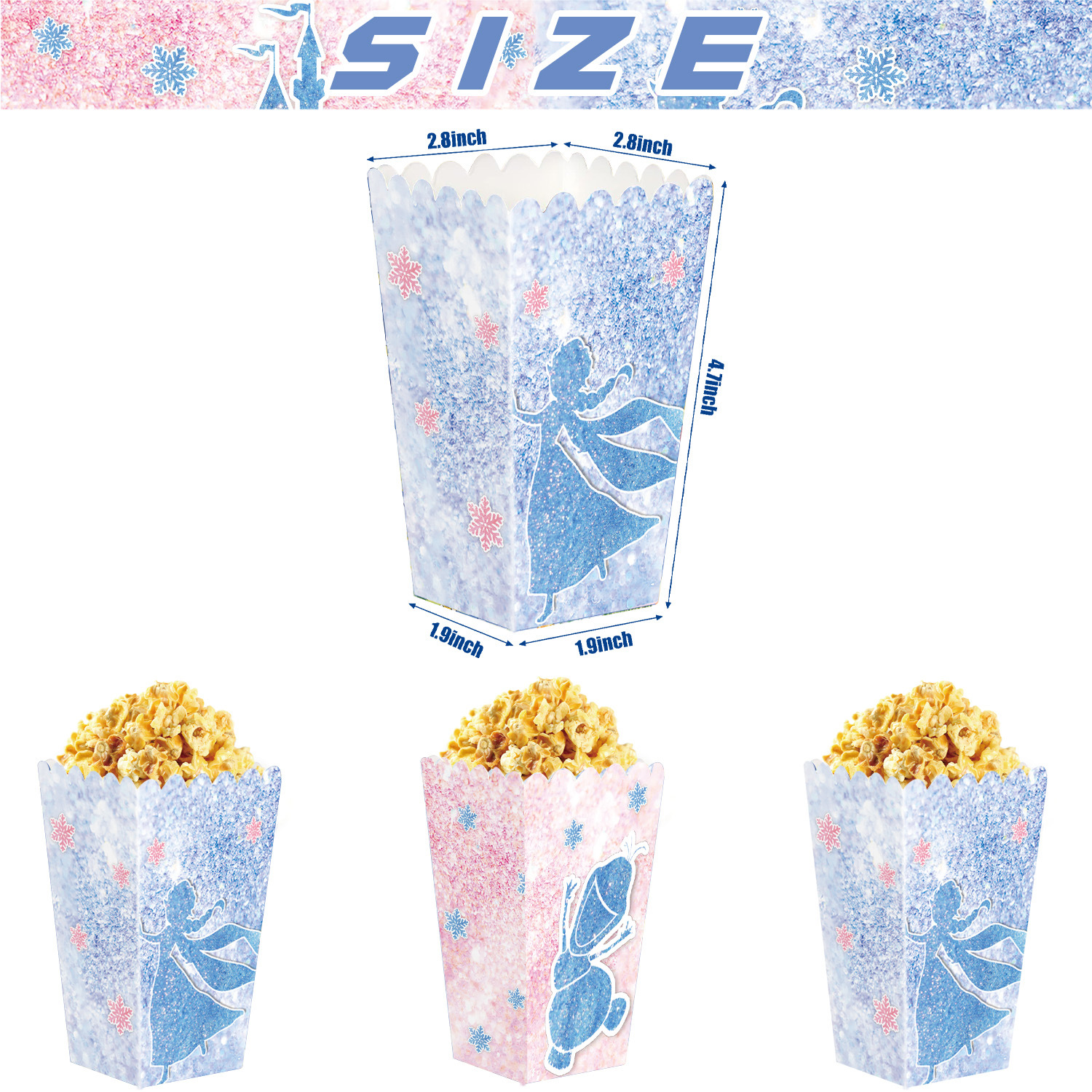 Boîte à pop-corn bleue-6pcs