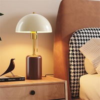 Lampe de bureau de style rétro du milieu du siècle JACKSUN, lampe de table avec interrupteur à fermeture éclair, base en bois massif, lampe de chevet pour chambre à coucher, bureau