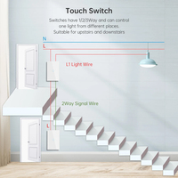 Interruptor de pared doble táctil sin WiFi, sin cable neutro, cableado directo, mejora perfecta para interruptor de lámpara tradicional de dos vías
