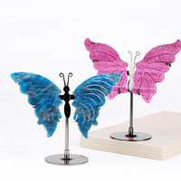 Haute qualité naturel améthyste cristal Agate sculpté papillon cristal papillon ailes diverses ailes guérison décoration de la maison