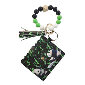 สร้อยข้อมือมินิมอล<span class=keywords><strong>พวง</strong></span>กุญแจสีเขียวกระเทียมชุดการ์ดสร้อยข้อมือลูกปัดซิลิโคนสีชมพูกระเป๋าสาว - Product Image 4