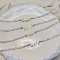 EMANCO Dropshipping Colliers personnalisés en acier inoxydable avec lettres DIY et perles pour femmes, chaîne de clavicule, nom anglais, vente directe d'usine