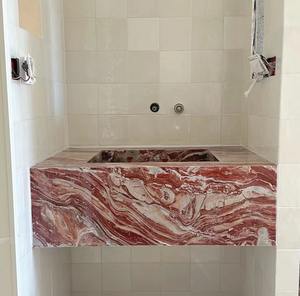 Италия <span class=keywords><strong>Arabescato</strong></span> Rosso мраморная раковина Vanitytop Rosso мраморная поплавковая раковина для классической современной ванной комнаты - Product Image 1