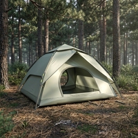 Tente de camping pop-up pour 2-3 personnes, abri automatique en forme de dôme, structure en fibre de verre pour la randonnée et le trekking