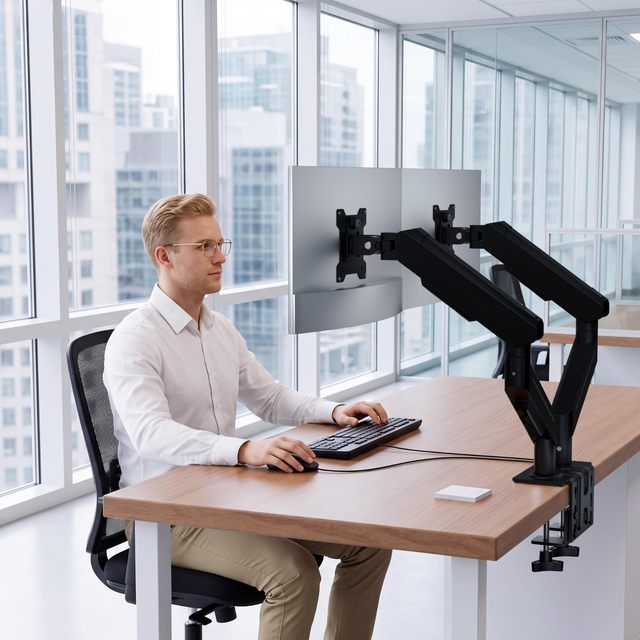 Wholesale Sturdy and Durable 75x75/100x100mm VESA Mount Max 19.8 Lbs Dual Monitor Stand for Desk