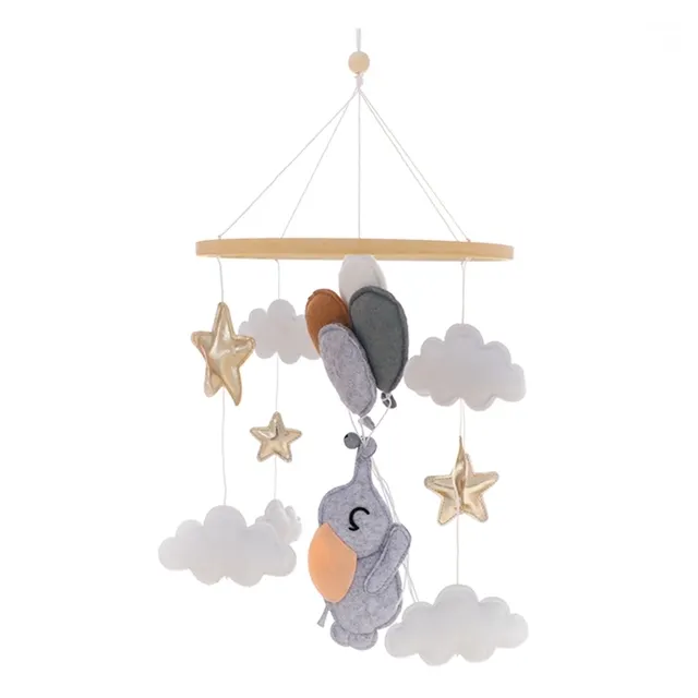 Нейтральный гендерный настенный крошечный фетровый плюшевый мишка для мальчиков и девочек, спящий лунный лес, Звездные облака, детская кроватка, мобильные телефоны