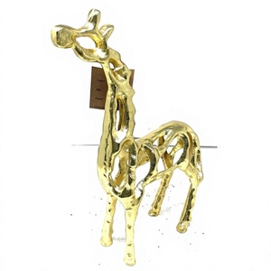 Modern Gold Giraffe Sculpture Metal Hollow Cutout Statue Abstract Animal Figurine Contemporary Home Living Room <b>Decor</b> - Product Image 1