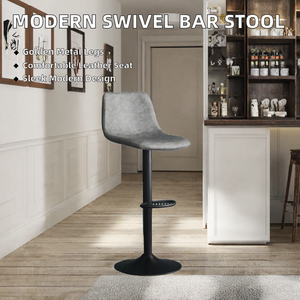 Tabourets de bar modernes et minimalistes en cuir PU, pivotants à 360°, avec pieds dorés, pour bar, cuisine, salle à manger, salon, usage commercial - Product Image 2