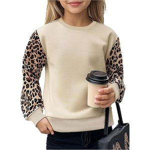 Sudadera con estampado de guepardo para mujer FOXA, cuello redondo, manga larga, jersey de otoño, tops transpirables de algodón tejido - Product Image 1
