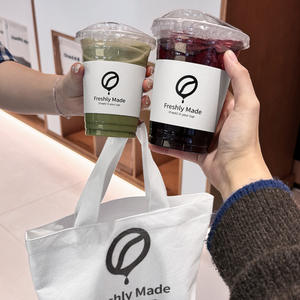 Có thể tái chế thuận tiện cốc thủy tinh uống Ice takeout milktea PET 500ml ly nhựa có nắp đậy - Product Image 4