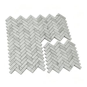Lámina de mosaico de mármol blanco en espiga, 303x325mm, 10mm de grosor, para decoración de paredes interiores y muebles de baño - Product Image 2