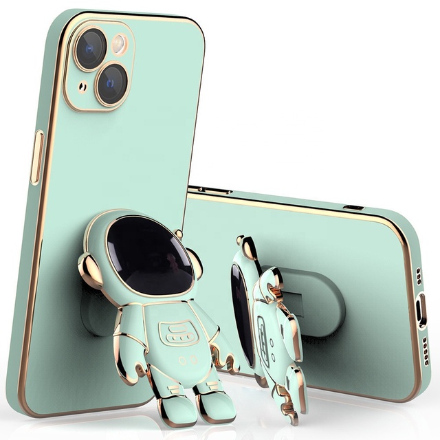 New Case Astronaut Electroplated Holder Phone Case for 11-14 Series TPU+PC Material Shockproof & Waterproof