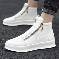 Vente en gros d'usine des dernières bottes blanches à double fermeture éclair, chaussures de sport et de loisirs de marque tendance