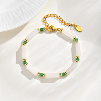 Bracelets porte-bonheur vintage en pierre naturelle agate blanche et jade vert bambou de Bingxin Jewelry pour femmes