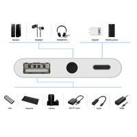 Hub USB-C 3-en-1 en gros avec port USB 3.0, prise audio AUX, sortie CC et charge rapide pour ordinateurs portables et téléphones Android
