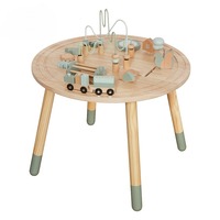 Table d'activités carrée en bois Montessori moderne pour tout-petits - Centre de jeu multisensoriel Blocs Trains Non toxique Durable