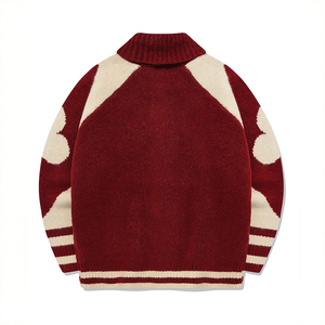 Tùy Chỉnh OEM Biểu Tượng Thiết Kế Đồng Phục Học Cardigan Áo Len Người Đàn Ông Dệt Kim Thư Varsity Len Dệt Kim Người Đàn Ông Của Cardigan Áo Len - Product Image 4