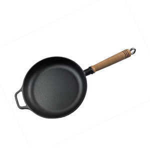 Cast Iron Frying Pan Round 24 Cm Durable For Home Cooking Meat And Egg Pancake Pizza Use Induction Compatible - Product Image 1