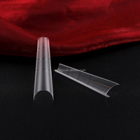 Faux ongles extra longs forme cercueil, courbe en C profonde, pointe carrée conique, avec ligne de positionnement latérale droite, pour extension de gel, usage professionnel et DIY, 12 tailles