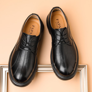 Chaussures pour hommes en cuir véritable, style business décontracté - Nouvelle collection Printemps 2026, style britannique à bout rond, chaussures de mariage - Style amélioré - Product Image 4