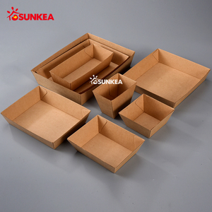 Logotipo personalizado descartável marrom kraft papel barco papel comida bandeja - Product Image 5