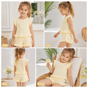 Completo Estivo per Bambina 2026 Nuovo Stile Sottile e Carino con Bretelle, Pantaloncini in Seta Ghiaccio, <span class=keywords><strong>Pigiama</strong></span> da Casa per Bambine - Product Image 3